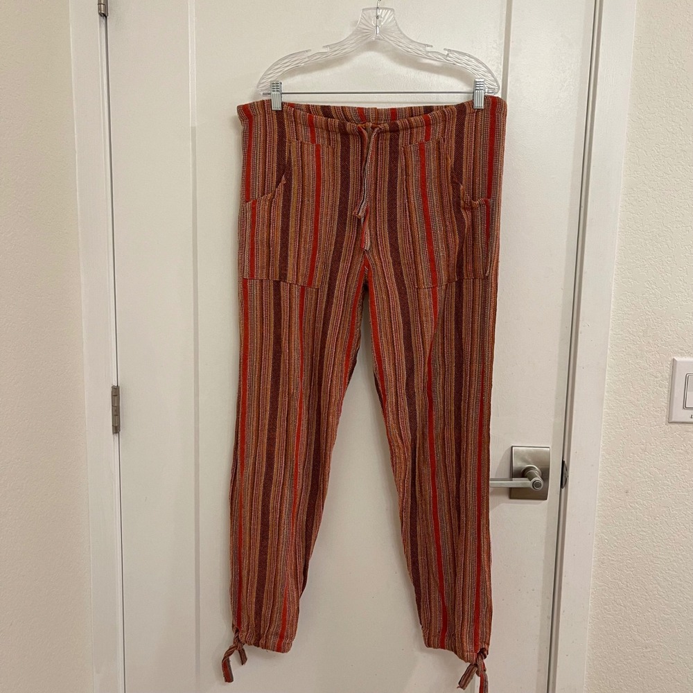 Boho Stripped Hippie Pants Indie Baggy Streetwear Summer Granola‎ Hiking